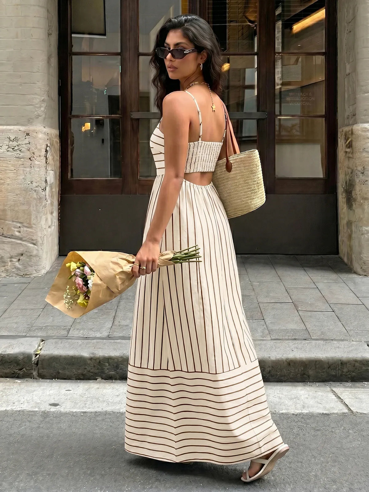 Robe d'été longue à rayures