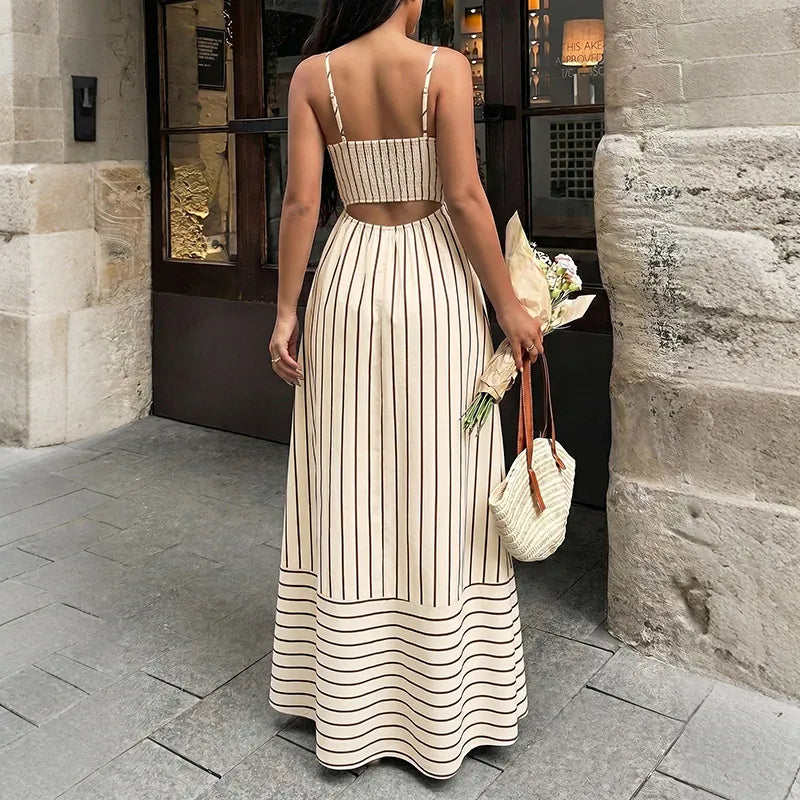 Robe d'été longue à rayures