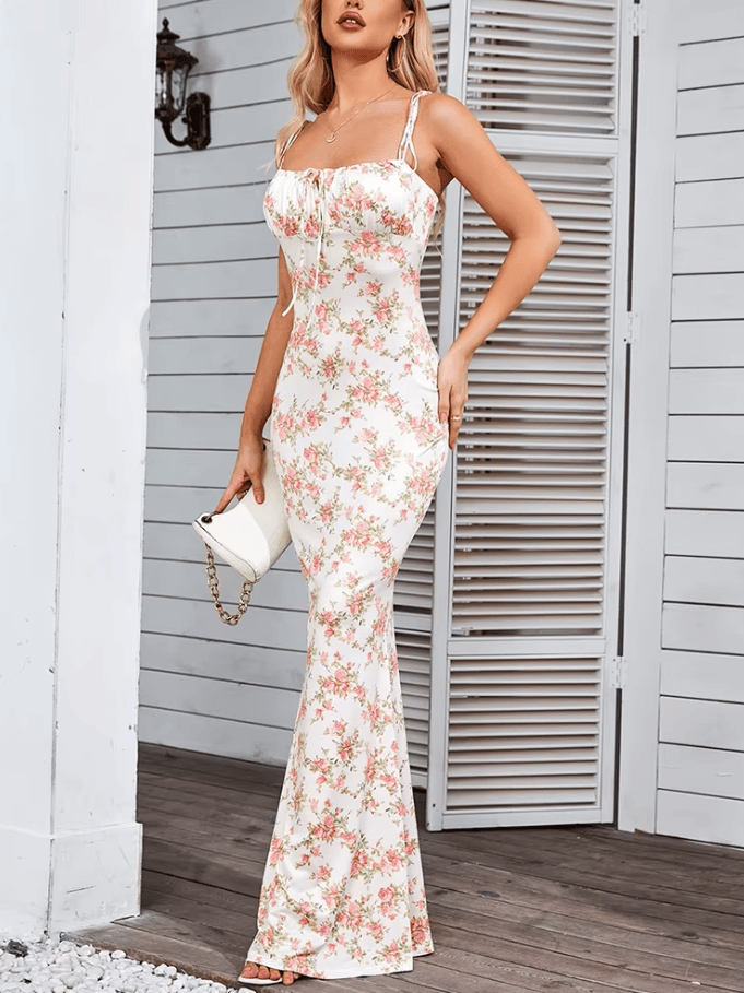 Robe d'été moulante fleurie longue