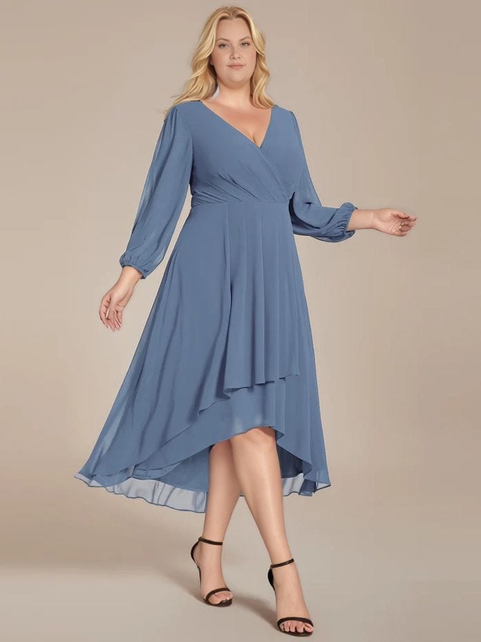Robe de cocktail bleue grande taille