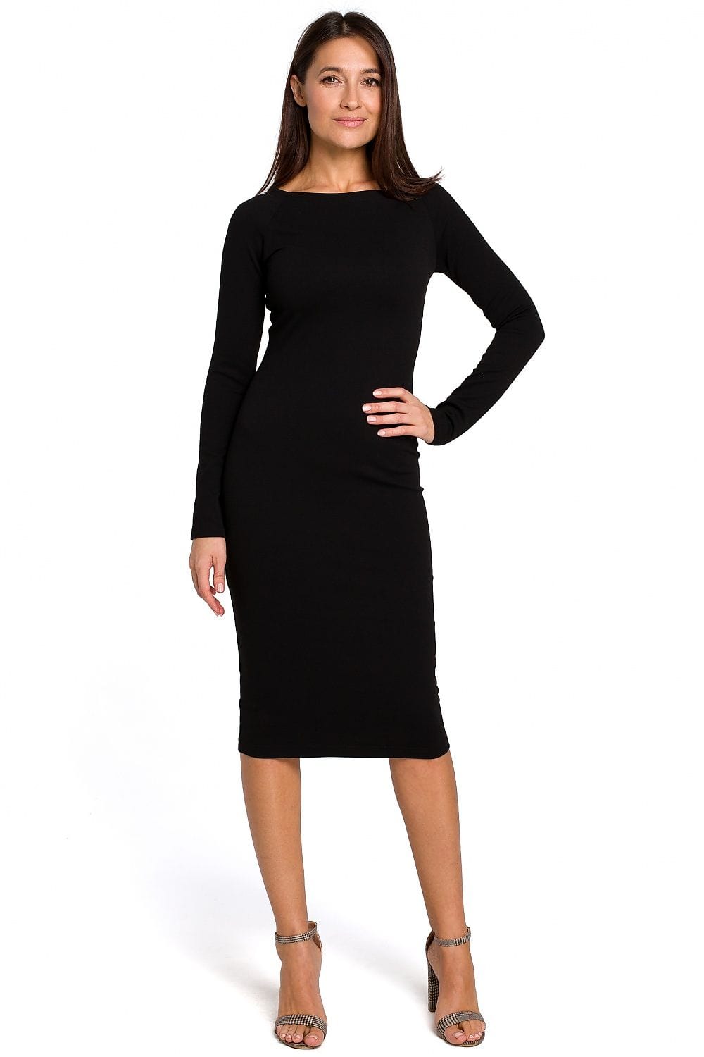 robe midi moulante manches longues chic pour soirée automnale ou événement élégant en demi-saison