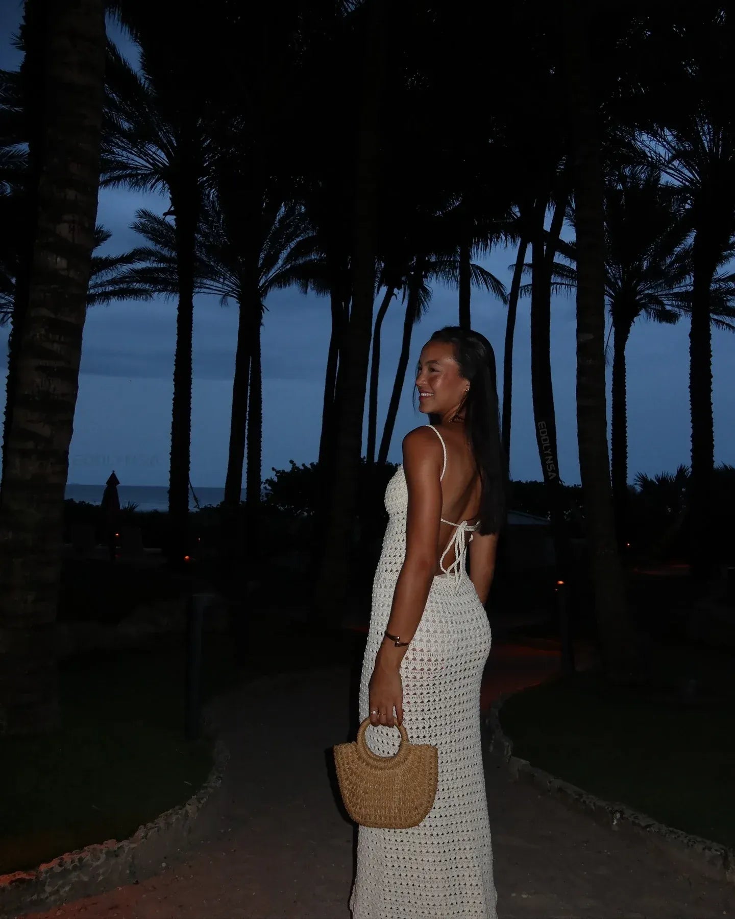 Robe de plage longue en maille bretelles fines