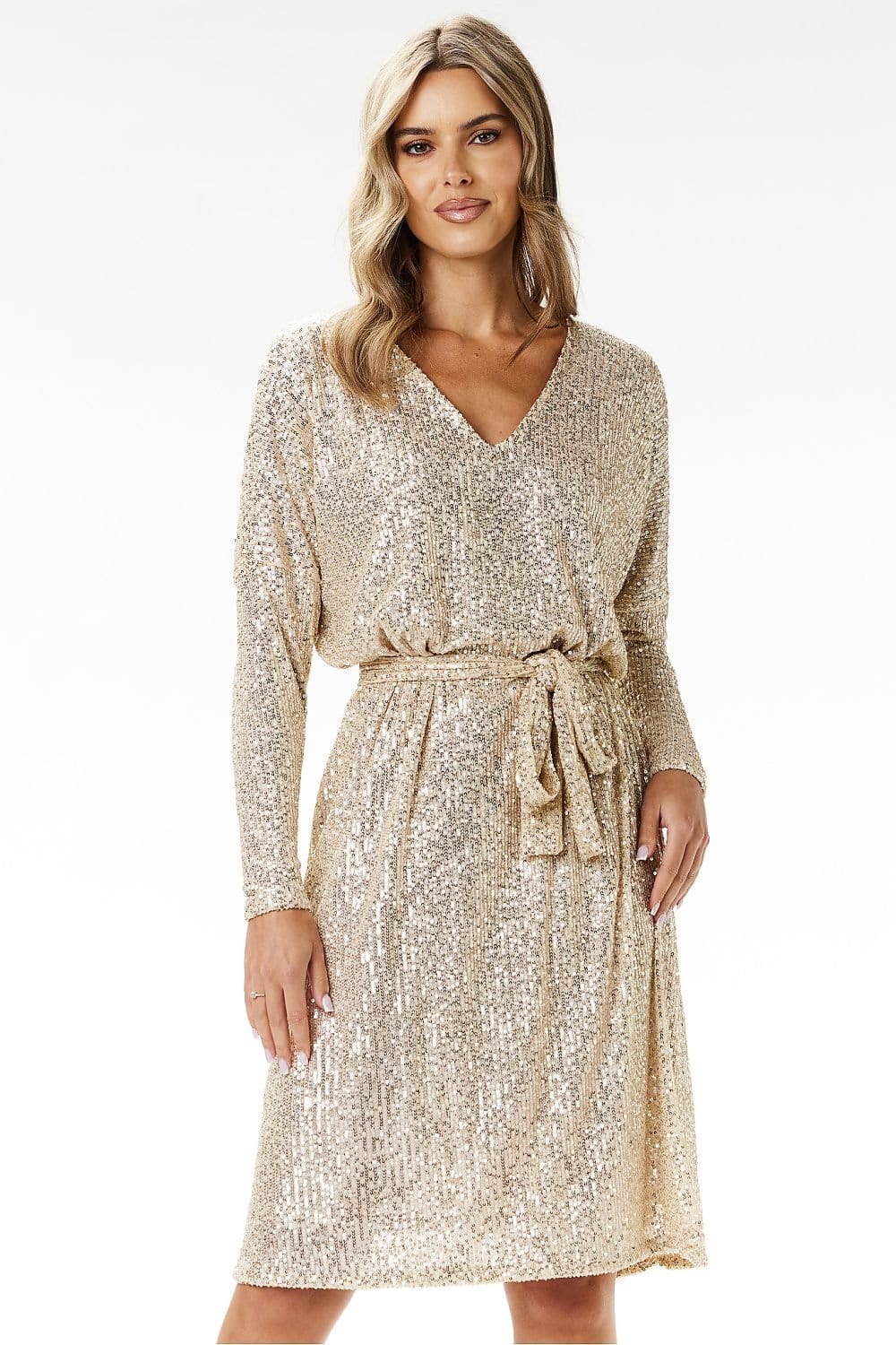 robe soirée pailletée manches longues noire grande taille chic élégante et brillante pour nouvel an