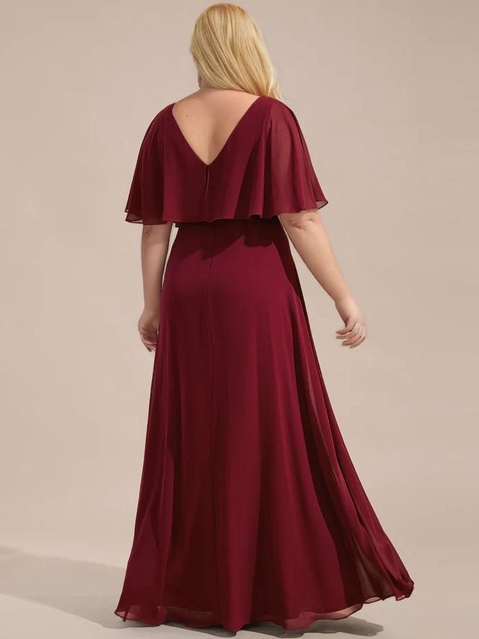 Robe de soirée bordeaux longue grande taille