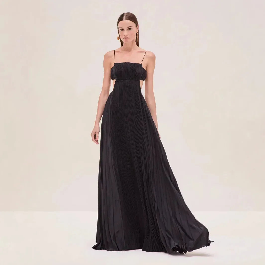 Robe de soirée dos nu longue plissée