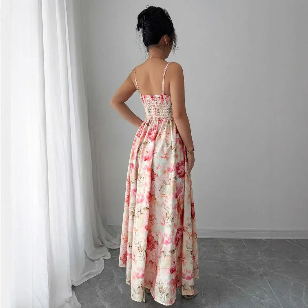 Robe de soirée longue fleurie romantique