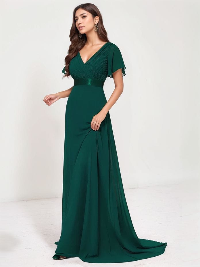 Robe de soirée mariage longue verte