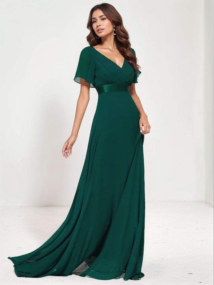 Robe de soirée mariage longue verte