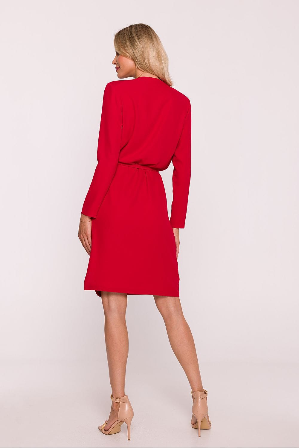 Robe de soirée chic rouge courte manches longues élégante pour invitée de mariage ou cocktail printemps été