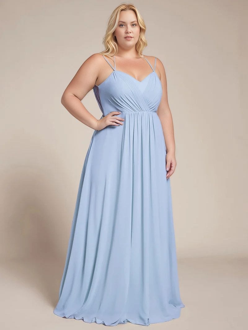 Robe demoiselle d'honneur bleue longue grande taille