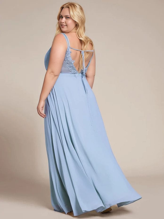 Robe demoiselle d'honneur bleue longue grande taille