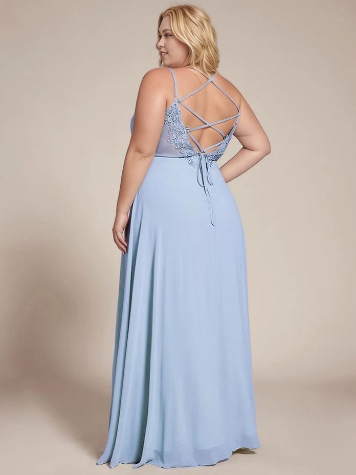 Robe demoiselle d'honneur bleue longue grande taille