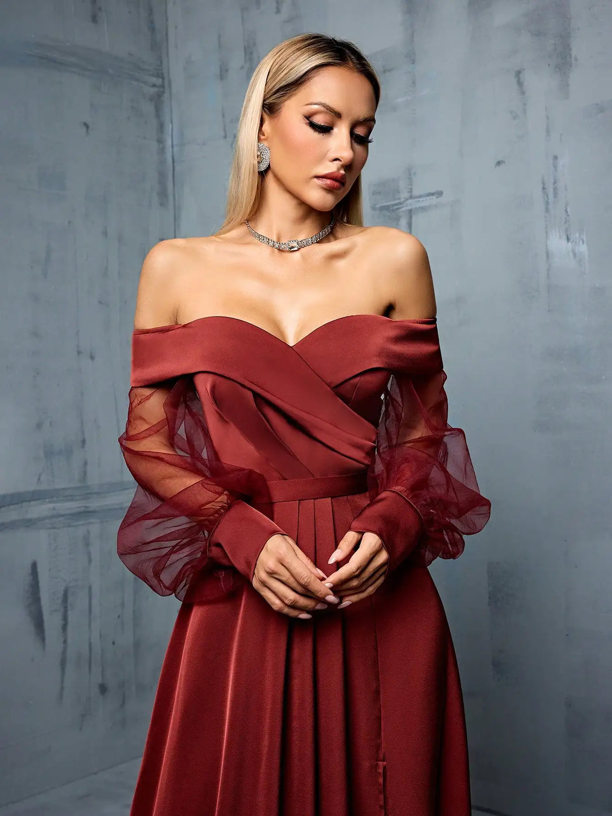 Robe demoiselle d'honneur longue bustier terracotta