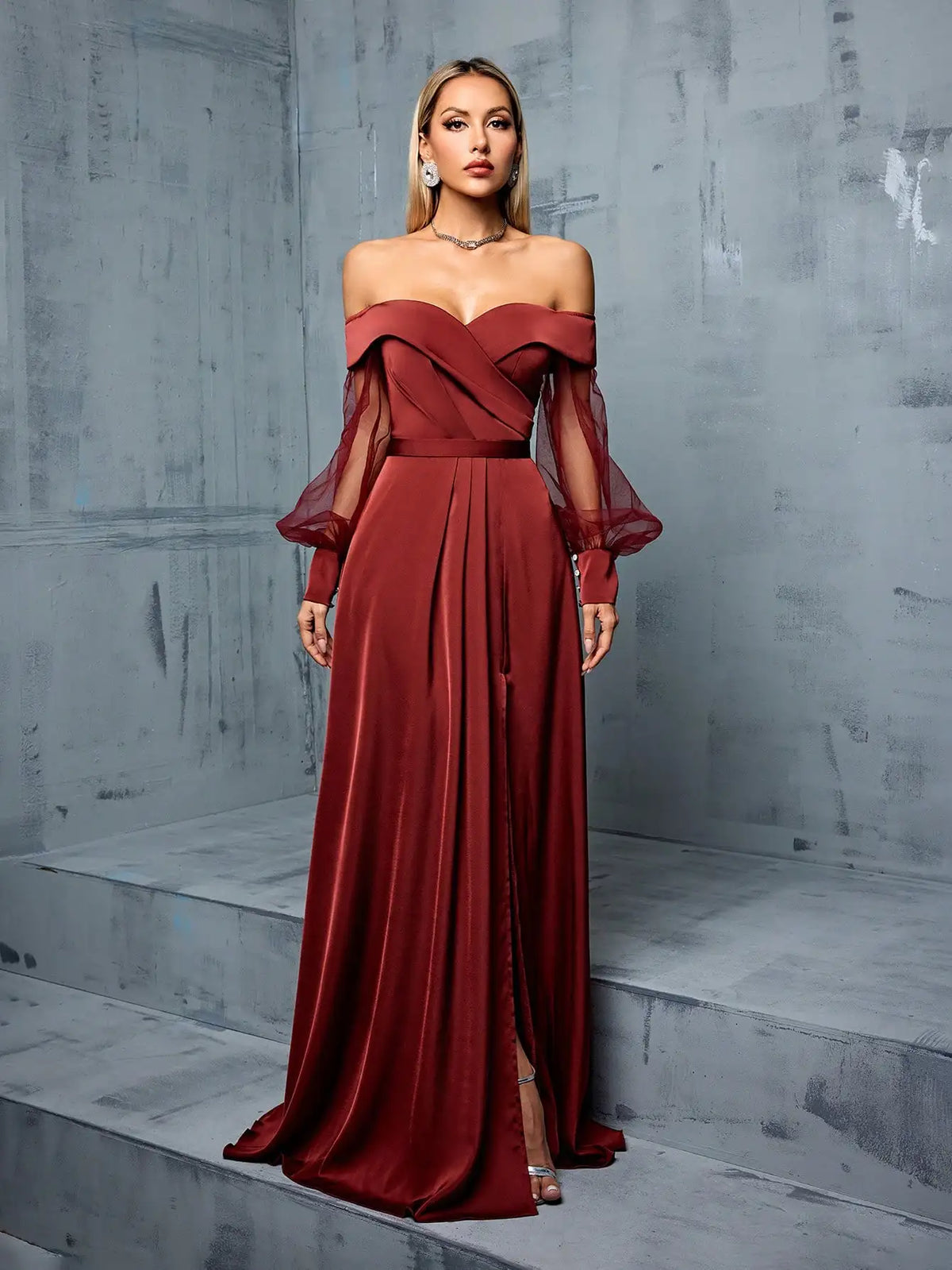 Robe demoiselle d'honneur longue bustier terracotta