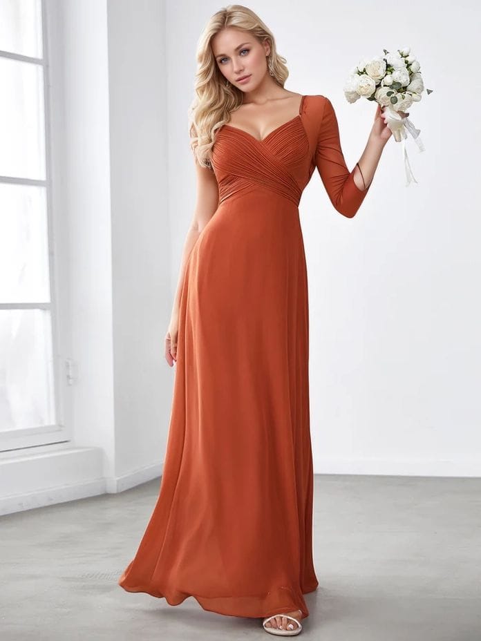 Robe demoiselle d'honneur terracotta longue dos ouvert