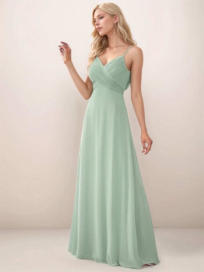 Robe demoiselle d'honneur vert sauge dos ouvert