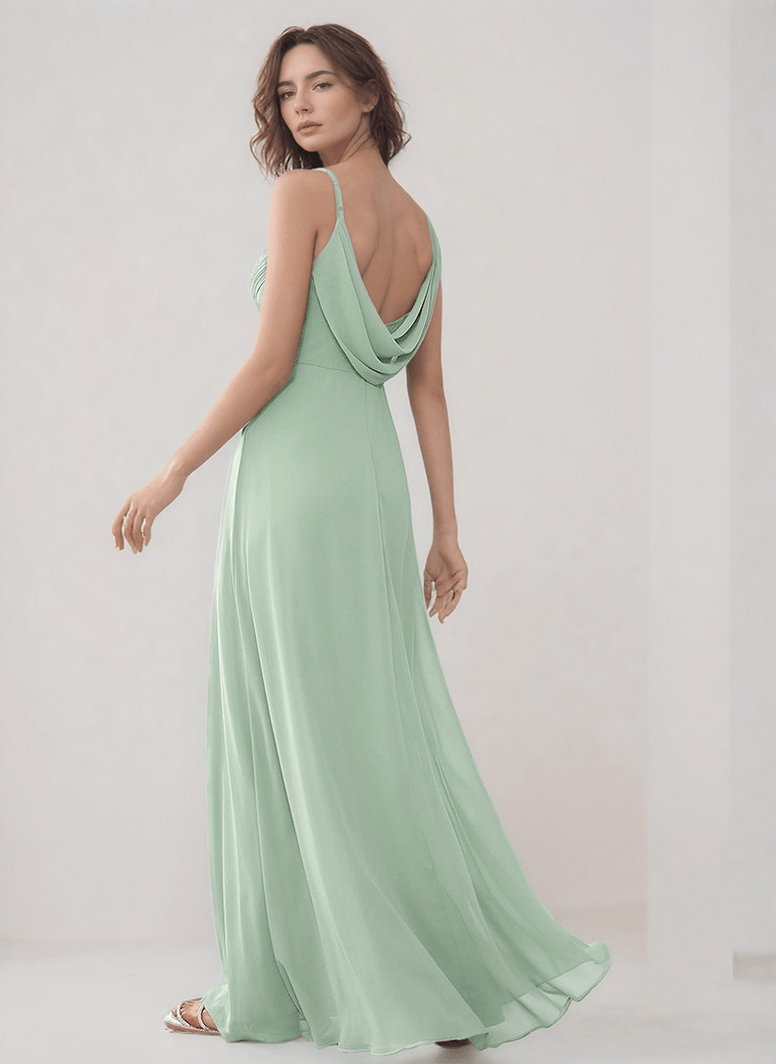 Robe longue verte dos nu chic pour soirée mariage invitée élégante fluide style bohème été femme