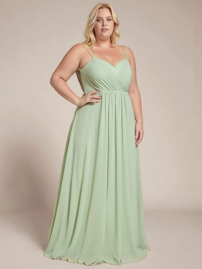 Robe demoiselle d'honneur verte longue grande taille