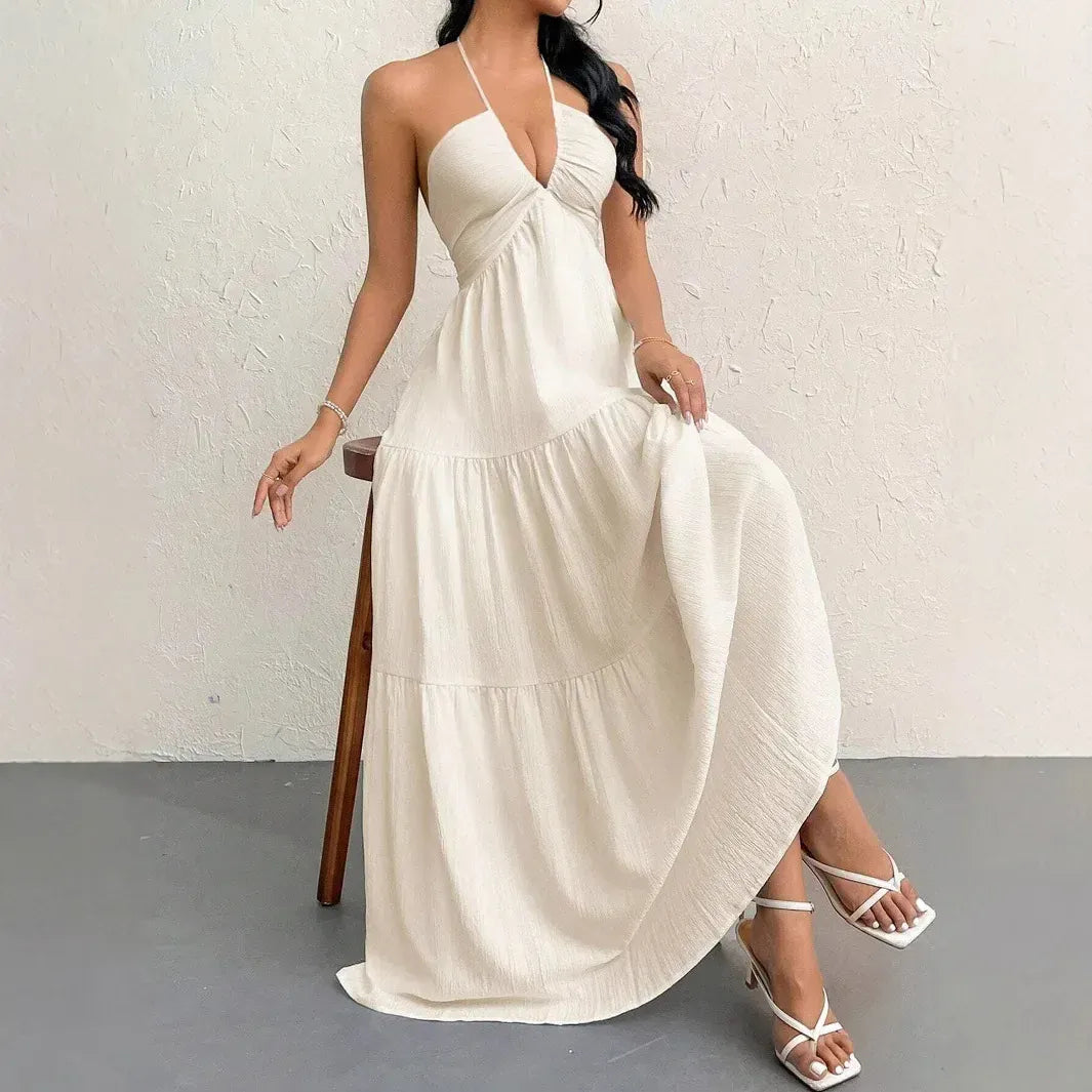 Robe été blanche bohème longue dos nu