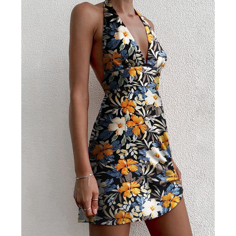 robe courte fleurie été dos nu parfaite pour un look bohème et léger lors des beaux jours estivaux