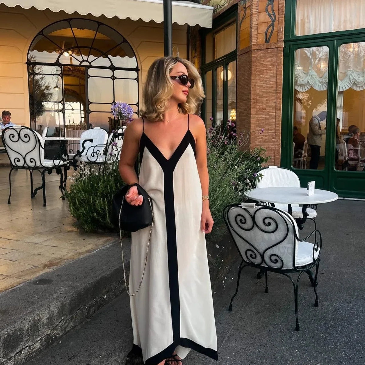 robe été bohème longue dos nu sans manches fluide idéale pour mariage invité ou soirée chic en été