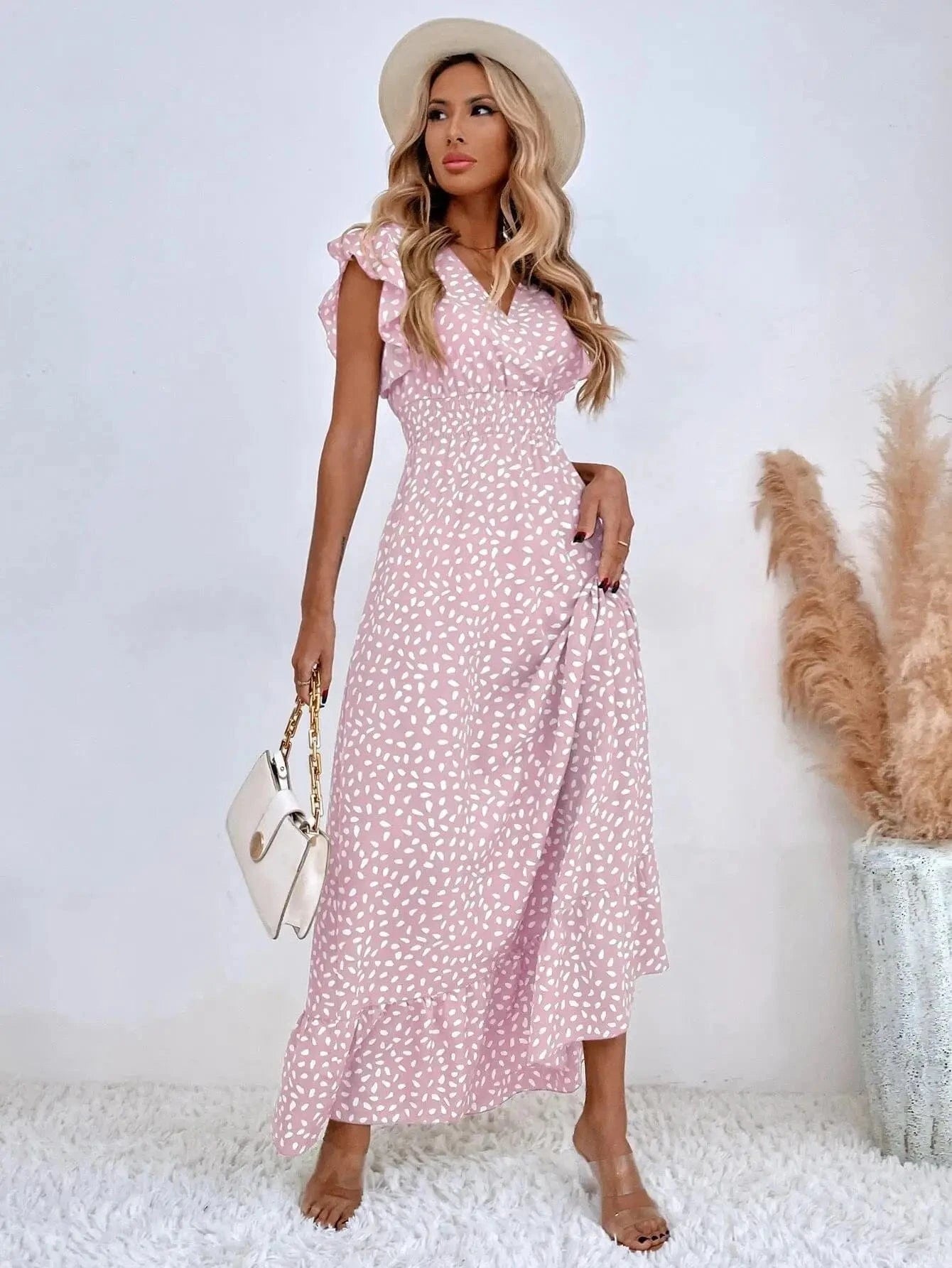robe été bohème longue fluide manches courtes trapèze parfaite pour un look chic et décontracté
