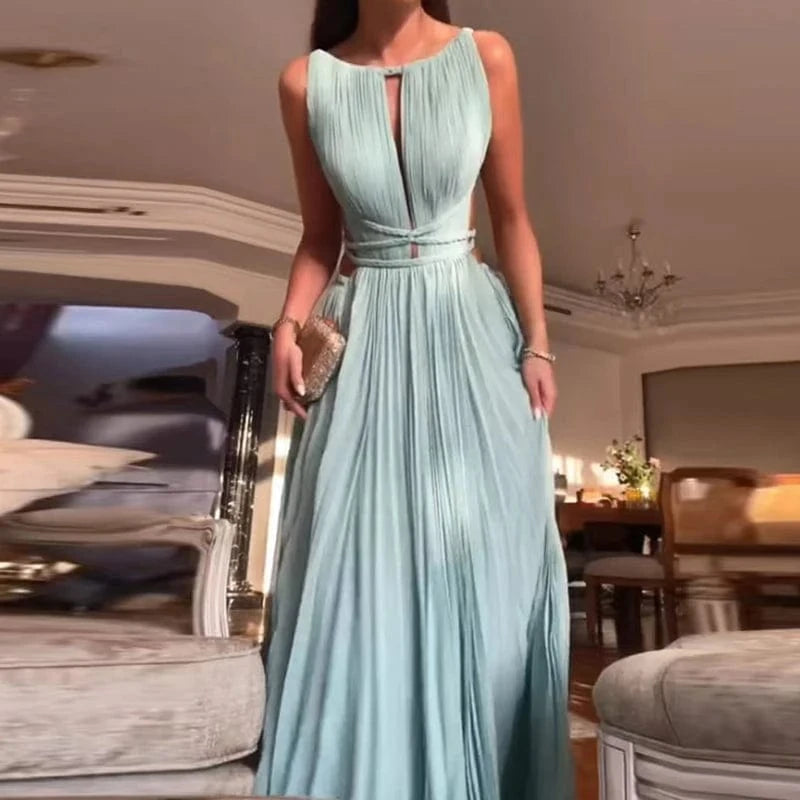 robe été dos nu fluide longue chic pour soirée mariage ou cocktail en tissu léger élégant