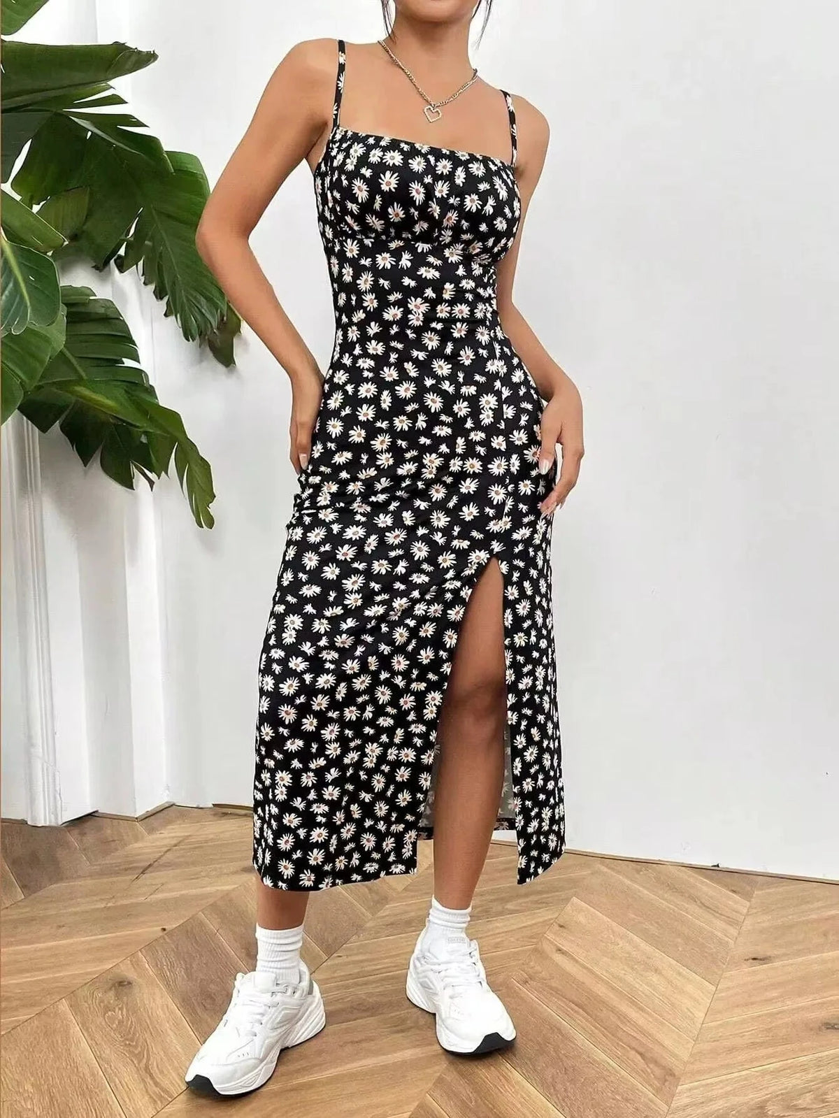 robe été sexy dos nu fendue fleurie longue moulante sans manches pour plage ou soirée estivale