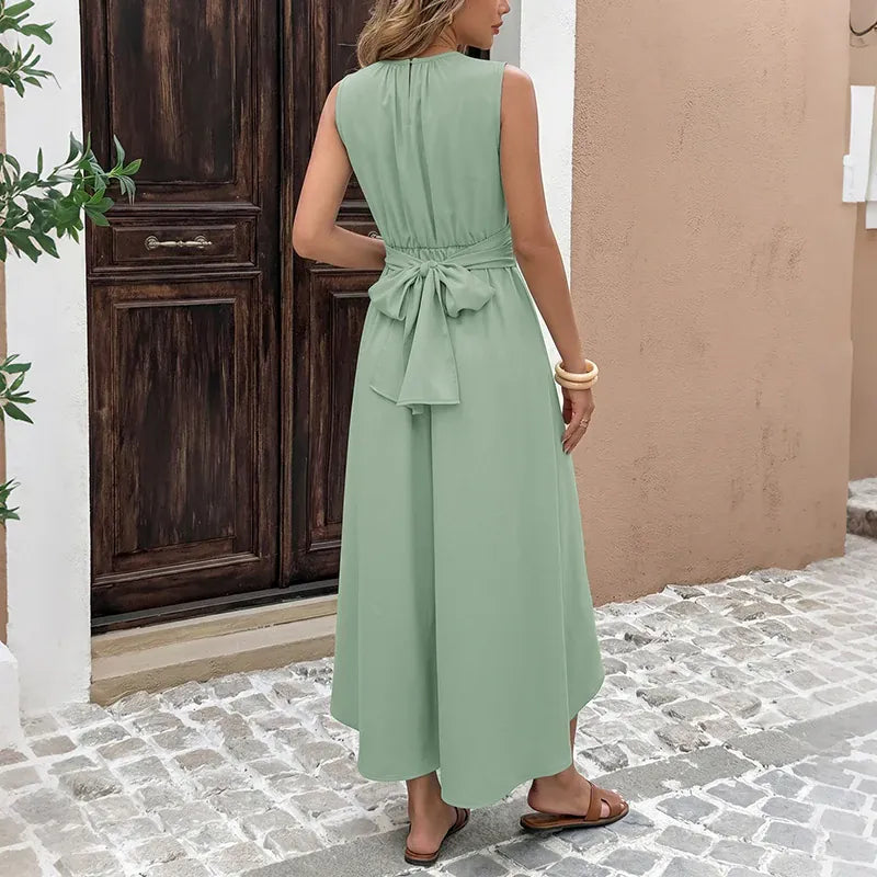 Robe été verte décontractée bas asymétrique