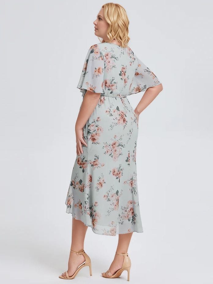 Robe fleurie grande taille asymétrique