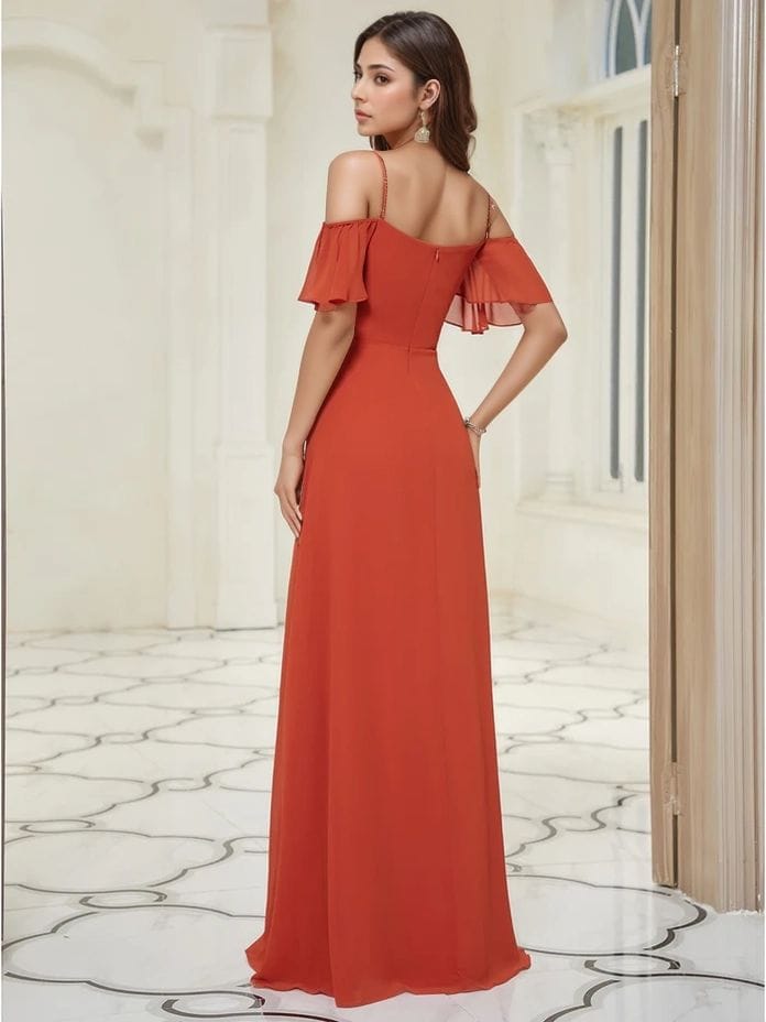 Robe invitée de mariage longue terracotta