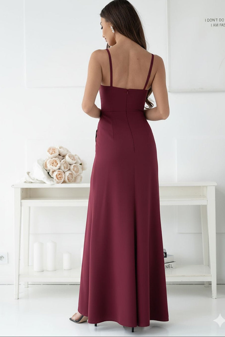 Robe de soirée mariage longue bordeaux dos nu chic élégante parfaite invitée ou demoiselle d’honneur