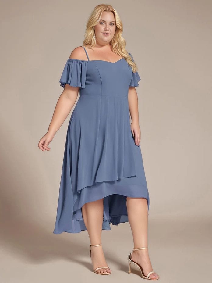 Robe pour invitée au mariage grande taille bleue