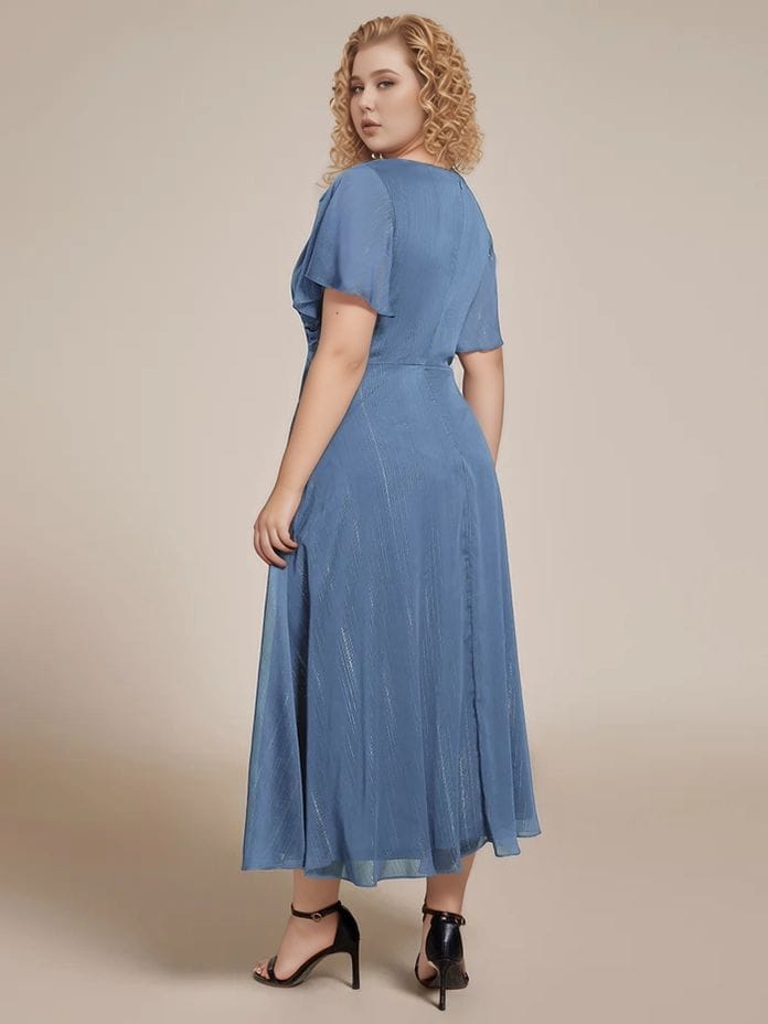 Robe pour invitée de mariage grande taille bleue