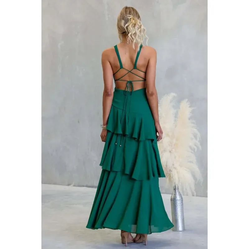 Robe pour unvitée au mariage dos nu fluide