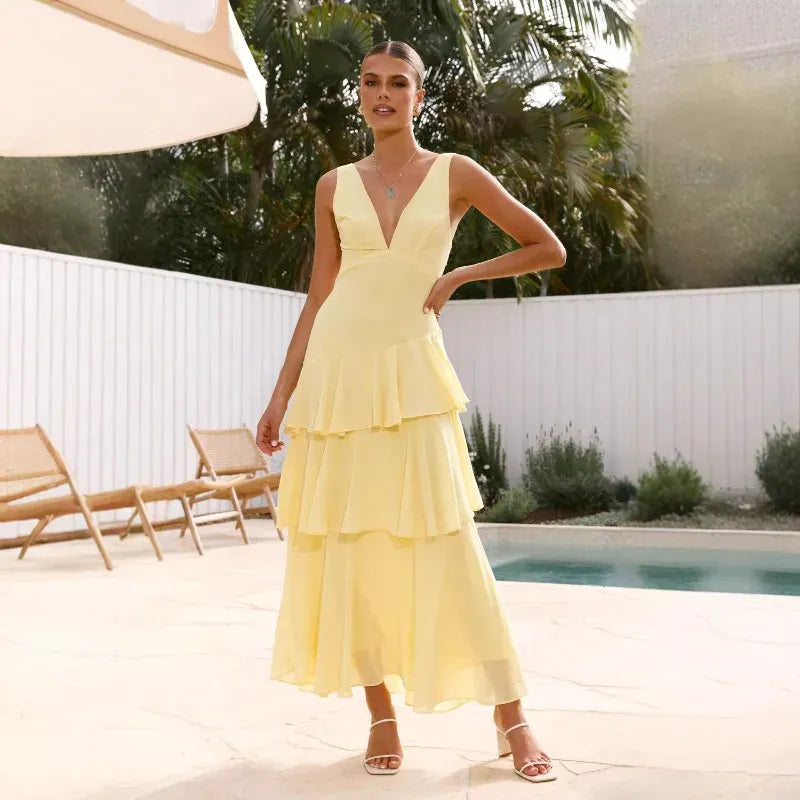 Robe pour unvitée au mariage dos nu fluide