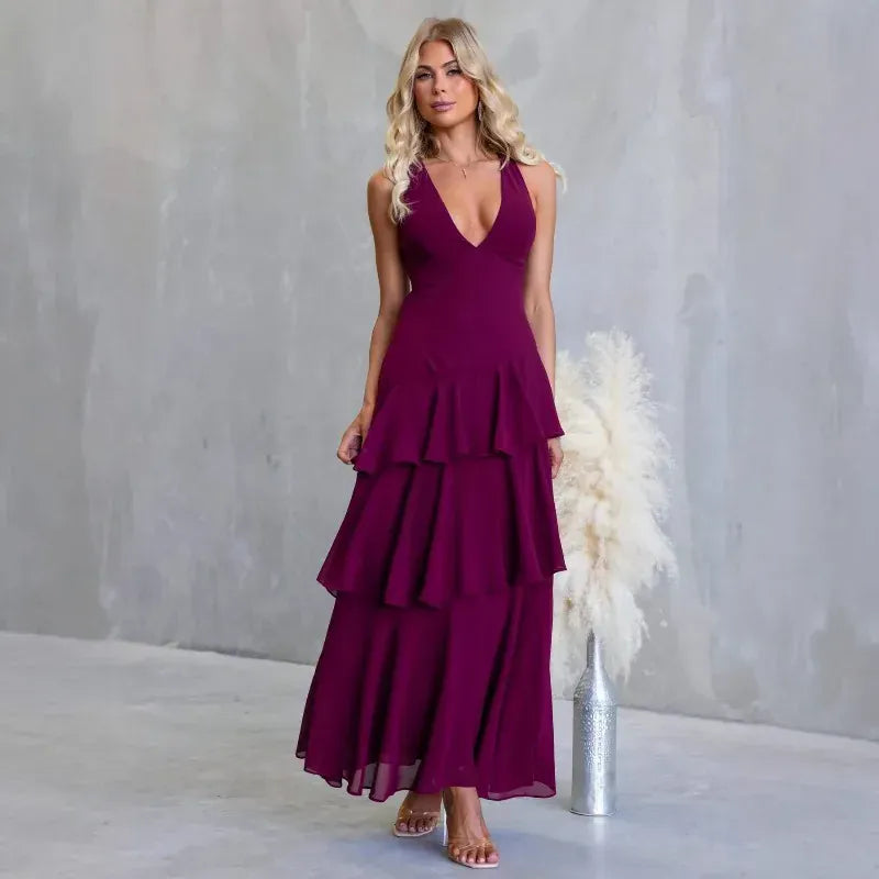 Robe pour unvitée au mariage dos nu fluide