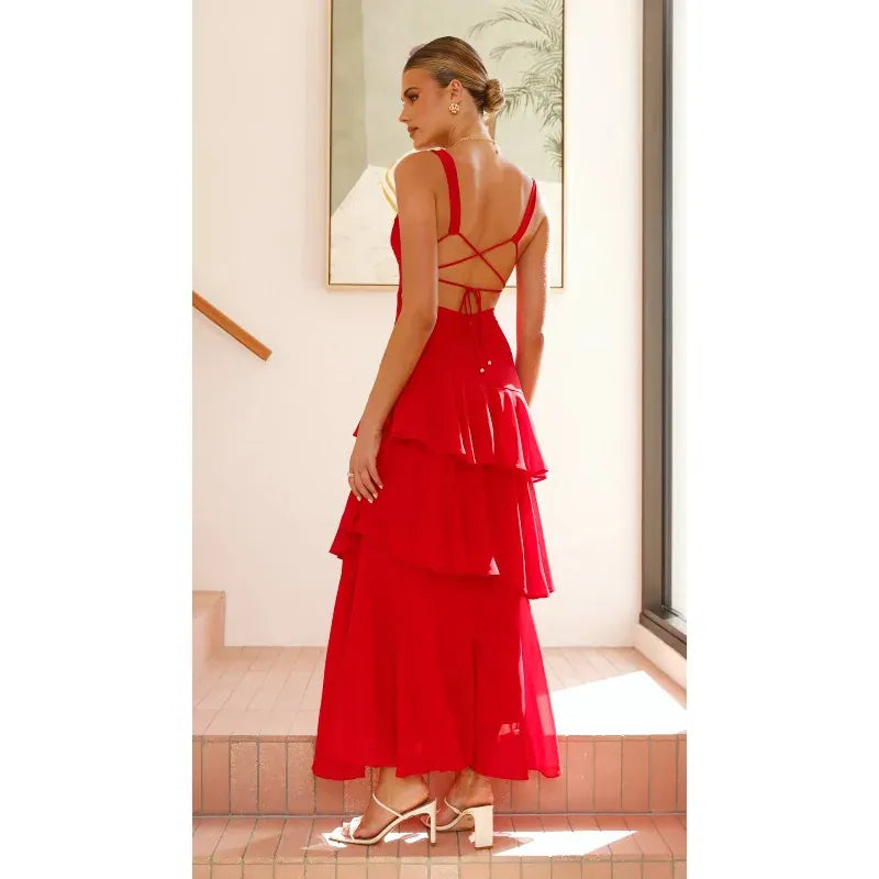 Robe pour unvitée au mariage dos nu fluide