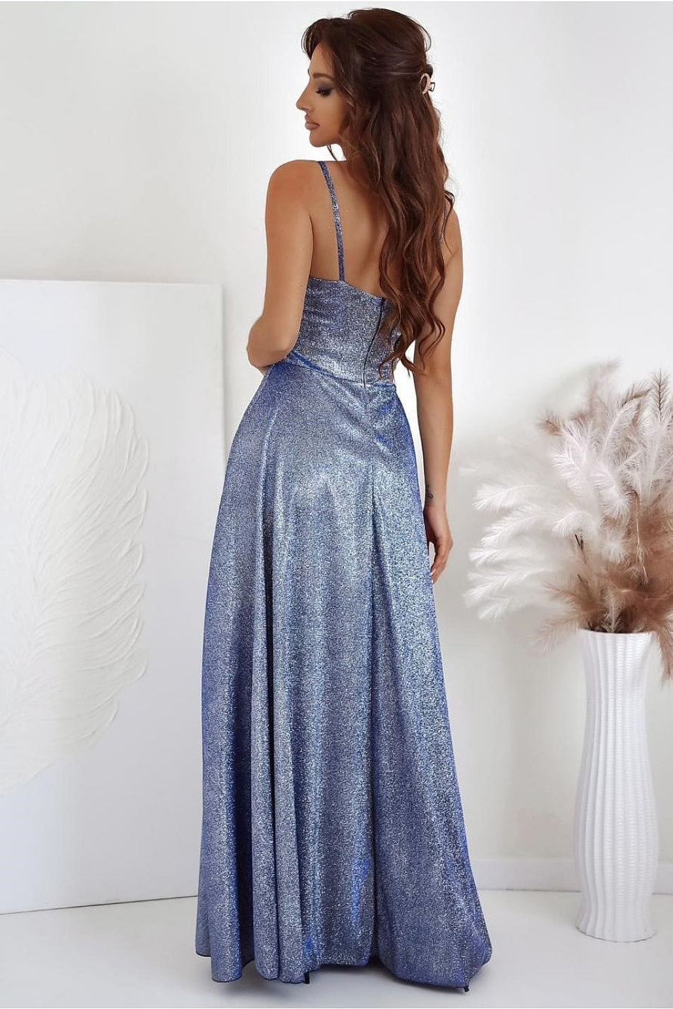 robe de soirée paillette longue fendue chic dos nu fendue pour gala ou soirée nouvel an elegante