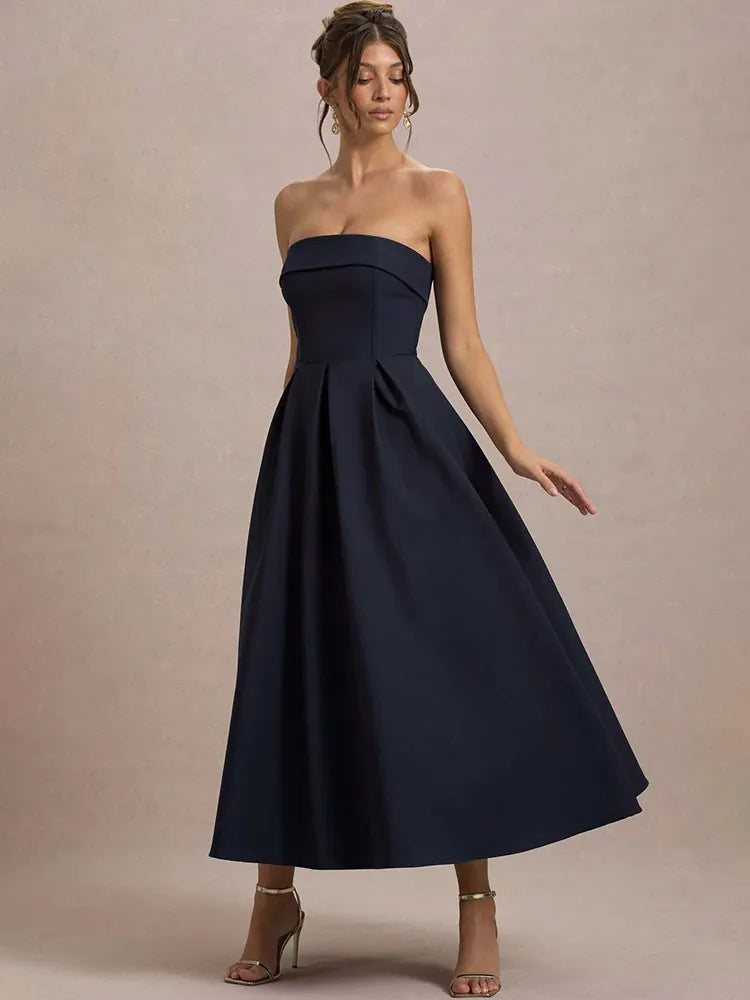 Robe trapèze midi bustier