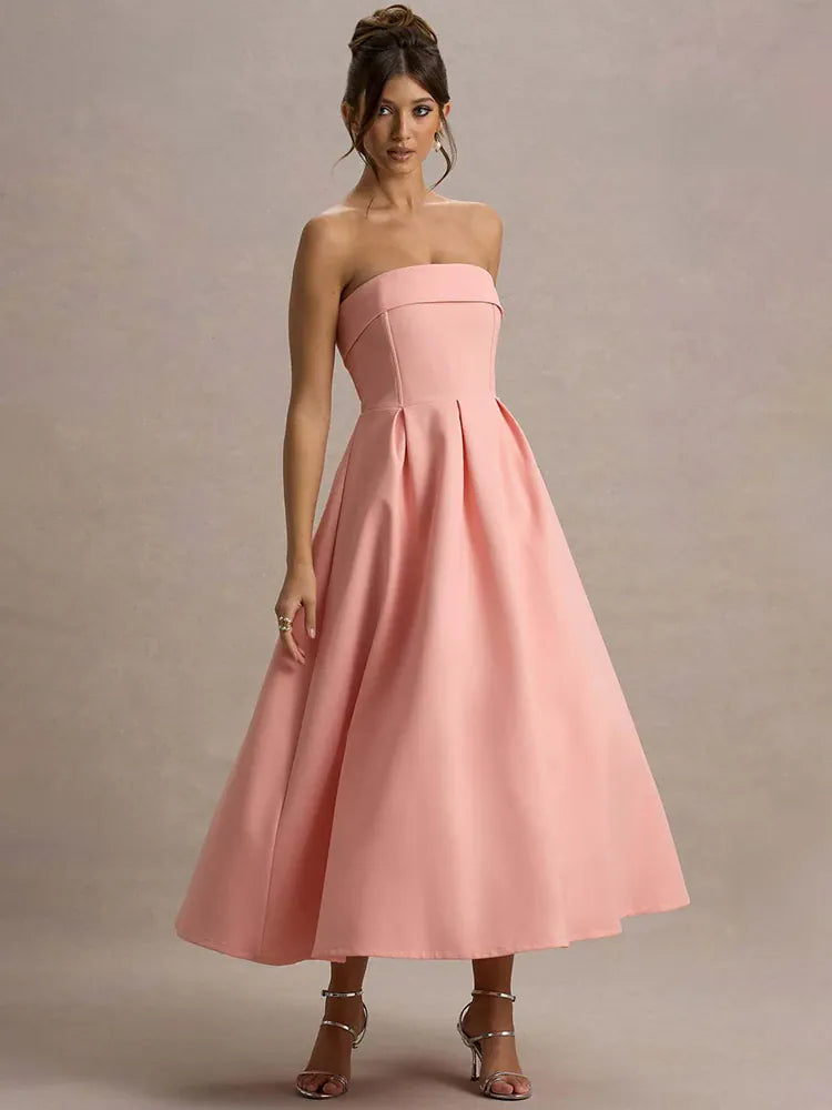 Robe trapèze midi bustier
