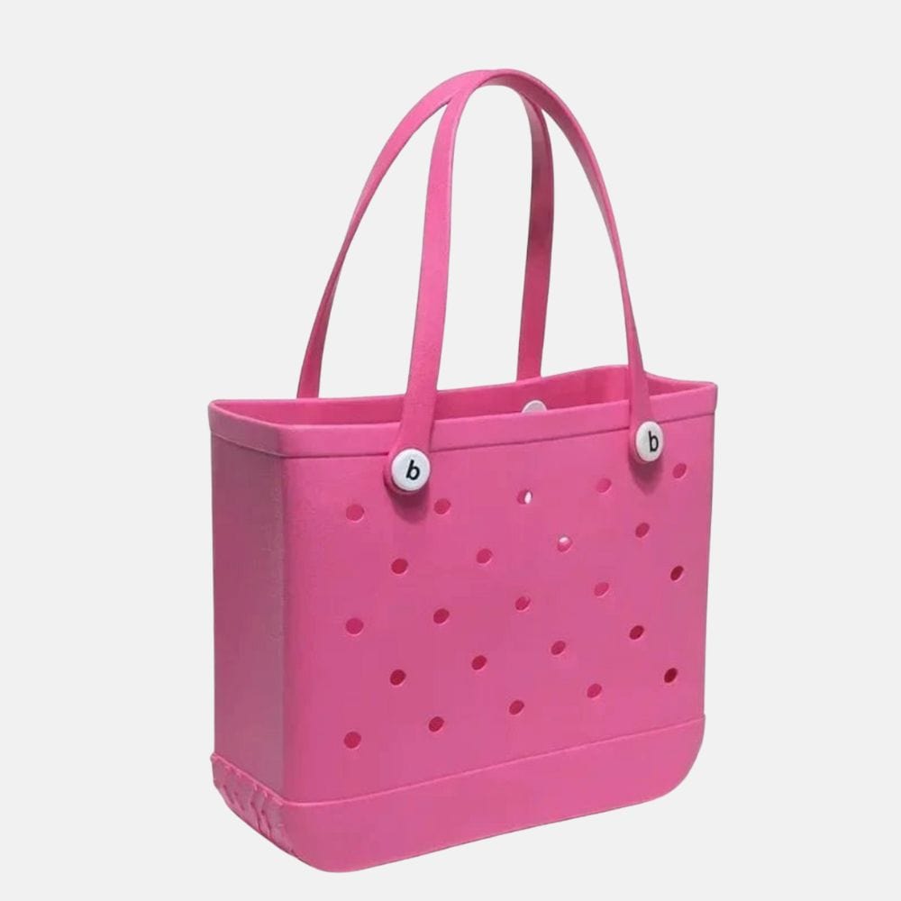 sac de plage rose fuchsia en toile résistante, idéal pour l’été et les sorties à la plage